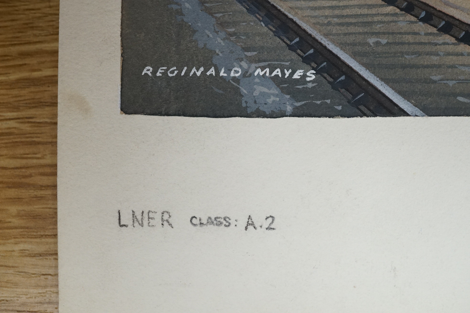 Reginald Mayes, set of three original gouaches for postcard designs, steam locomotives, comprising LNER Class Streamlined Pacific, SR Class West Country and LNER Class A2, each signed, 24 x 34cm, unframed, 24 x 34cm. Con